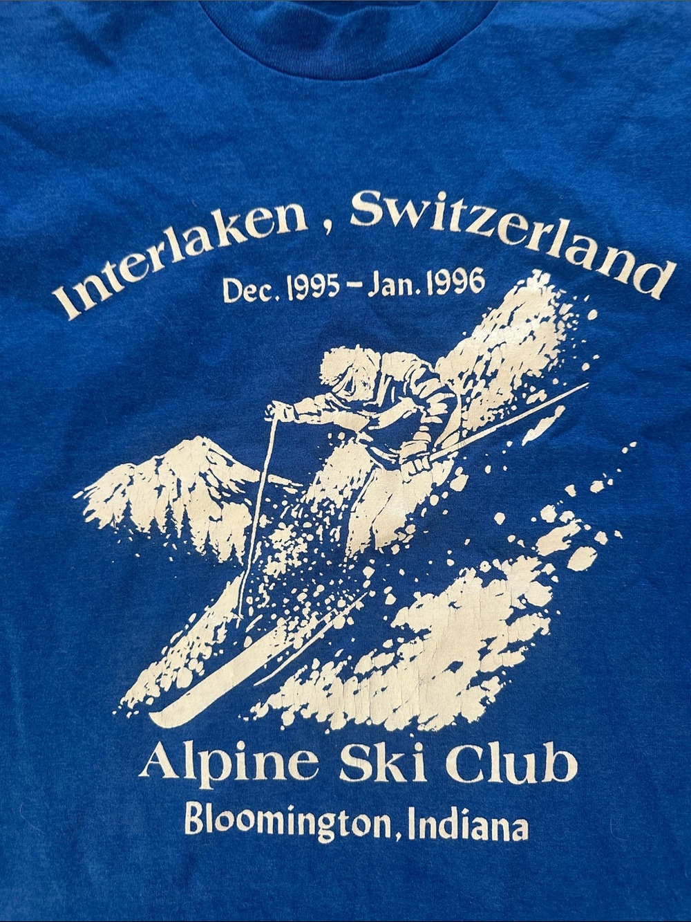 90s Graphic Tee Interlaken, Switzerland Alpine Ski Club Indiana